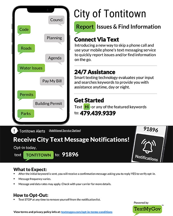Sign Up For City Text Message Notifications City Of Tontitown Arkansas