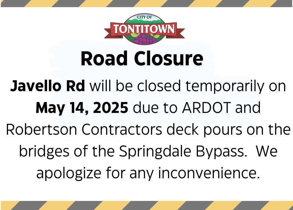 Javello Road Temporary Closure